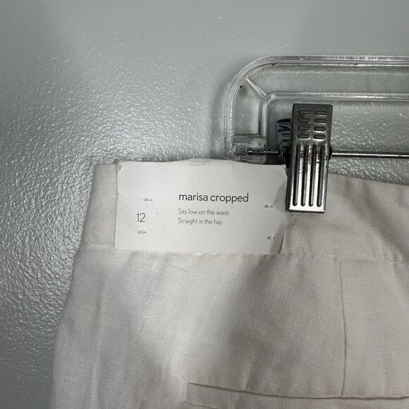 NEW Loft 12 Linen Marisa Cropped White Tapered Leg Pants Office Career Beachy - Picture 4 of 6